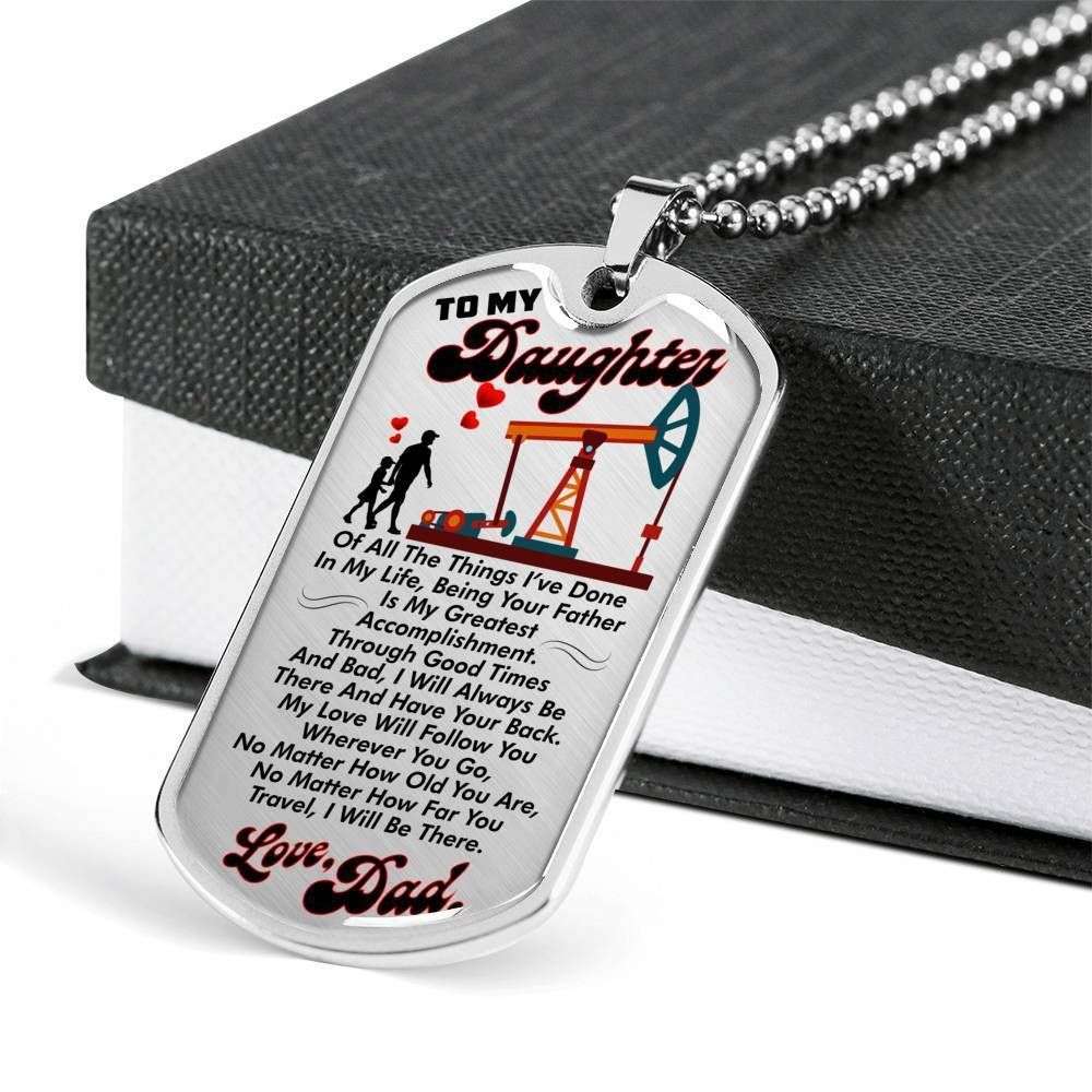 Dad Dog Tag Father’S Day Gift, Custom Quote Love From Dad To Daughter Dog Tag Military Chain Necklace Dog Tag Father's Day Rakva