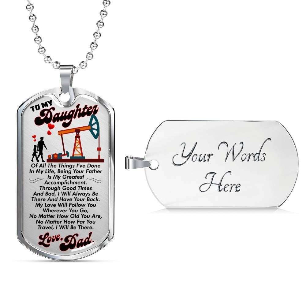 Dad Dog Tag Father’S Day Gift, Custom Quote Love From Dad To Daughter Dog Tag Military Chain Necklace Dog Tag Father's Day Rakva