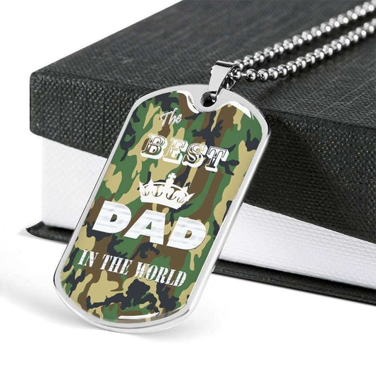 Dad Dog Tag Father’S Day Gift, Custom The Best Dad In The World Dog Tag Military Chain Necklace Gift For Dad Dog Tag Father's Day Rakva