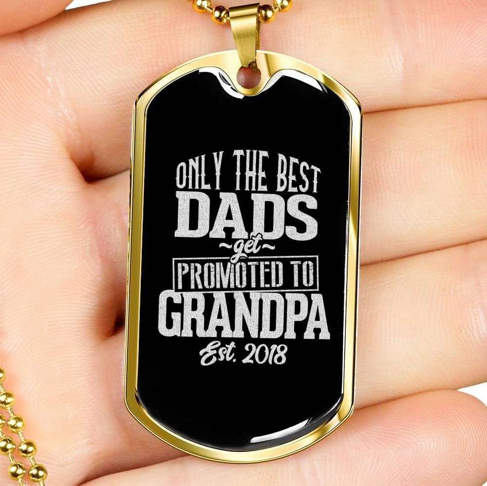 Dad Dog Tag Father’S Day Gift, Custom The Best Dad Promoted To Grandpa Dog Tag Military Chain Necklace Dog Tag Father's Day Rakva