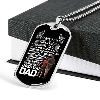 Dad Dog Tag Father’S Day Gift, Custom To My Angel Dad I Miss You Dog Tag Military Chain Necklace Dog Tag Father's Day Rakva