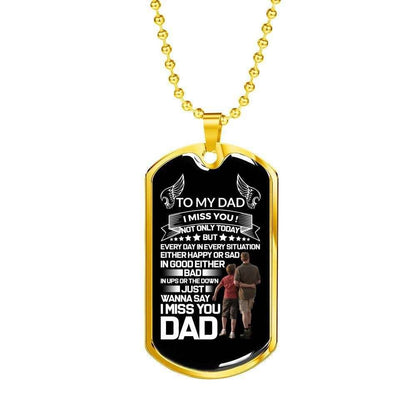 Dad Dog Tag Father’S Day Gift, Custom To My Angel Dad I Miss You Dog Tag Military Chain Necklace Dog Tag Father's Day Rakva