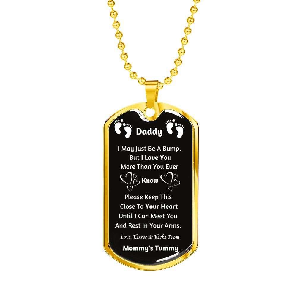 Dad Dog Tag Father’S Day Gift, Custom Tummy Giving Daddy Dog Tag Military Chain Necklace I Love You Dog Tag Father's Day Rakva