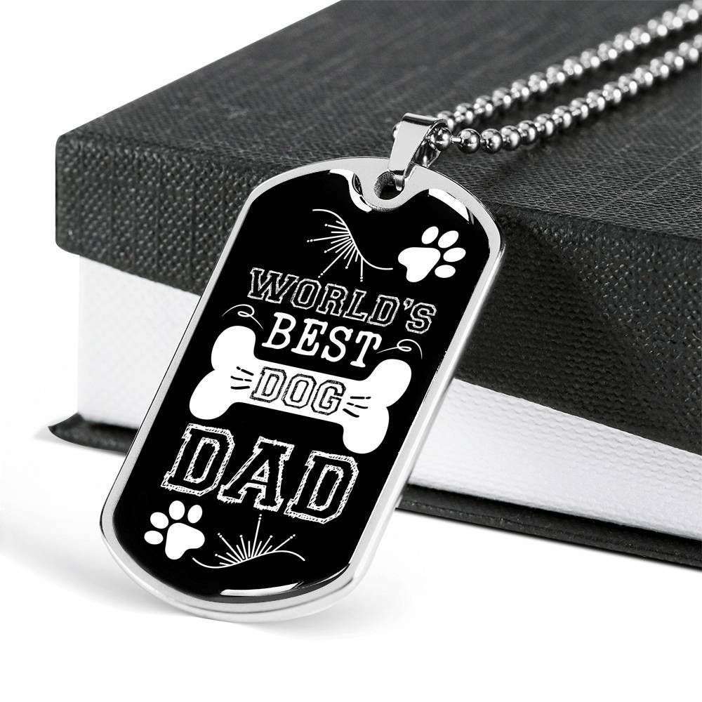 Dad Dog Tag Father’S Day Gift, Custom World’S Best Dog Dad Dog Tag Military Chain Necklace Giving Dad Dog Tag Father's Day Rakva
