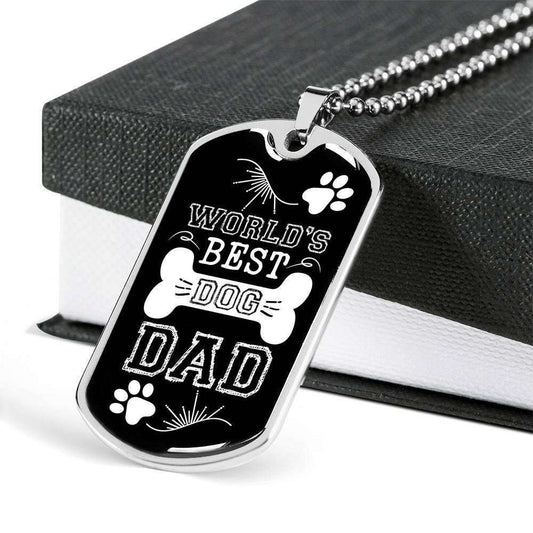 Dad Dog Tag Father’S Day Gift, Custom World’S Best Dog Dad Dog Tag Military Chain Necklace Giving Dad Dog Tag Father's Day Rakva