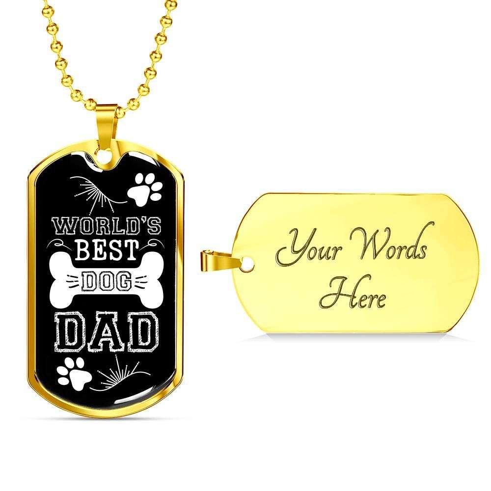 Dad Dog Tag Father’S Day Gift, Custom World’S Best Dog Dad Dog Tag Military Chain Necklace Giving Dad Dog Tag Father's Day Rakva