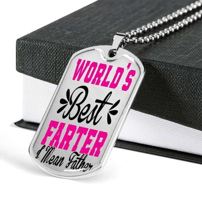 Dad Dog Tag Father’S Day Gift, Custom World’S Best Farter I Mean Father Dog Tag Military Chain Necklace Giving Dad Dog Tag Father's Day Rakva