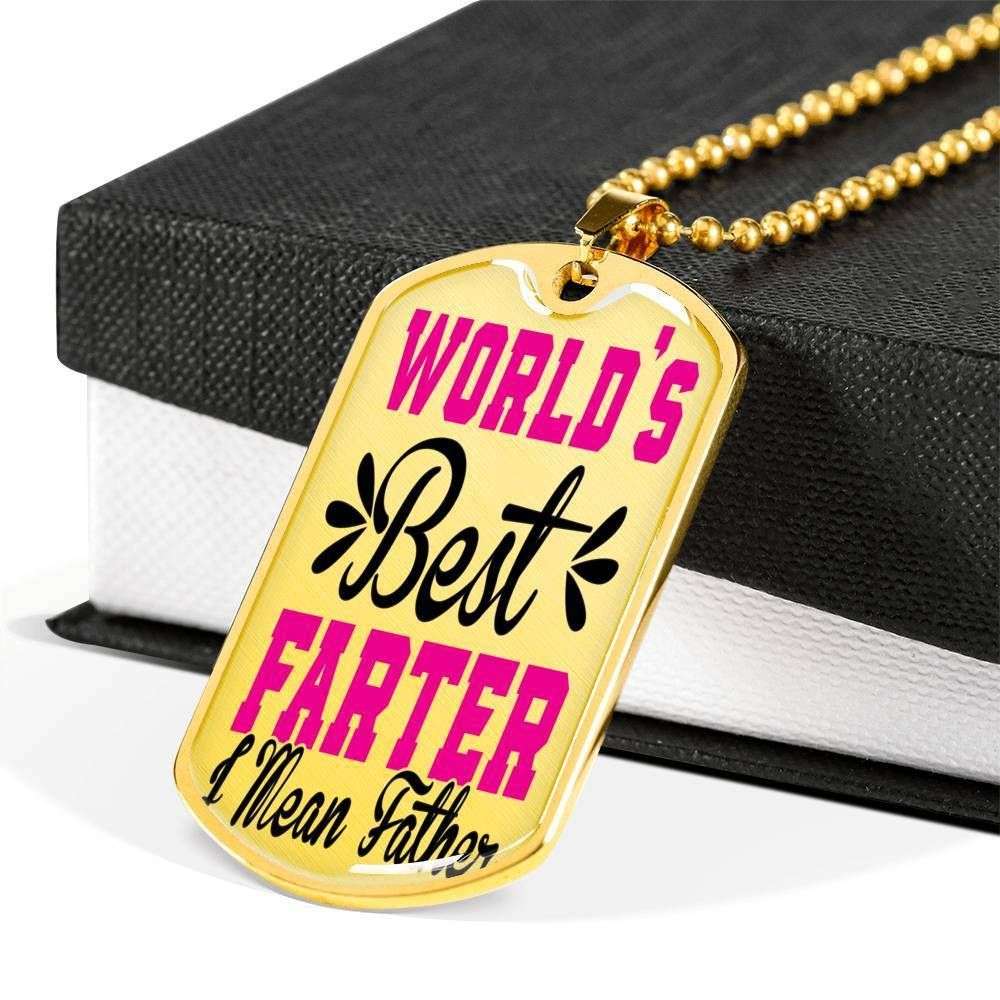 Dad Dog Tag Father’S Day Gift, Custom World’S Best Farter I Mean Father Dog Tag Military Chain Necklace Giving Dad Dog Tag Father's Day Rakva