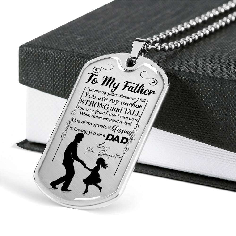 Dad Dog Tag Father’S Day Gift, Custom You Are My Anchor Dog Tag Military Chain Necklace Gift For Father Dog Tag Father's Day Rakva
