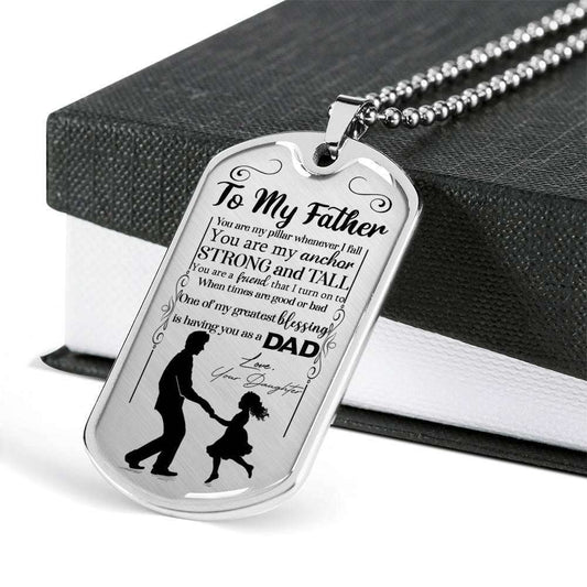 Dad Dog Tag Father’S Day Gift, Custom You Are My Anchor Dog Tag Military Chain Necklace Gift For Father Dog Tag Father's Day Rakva