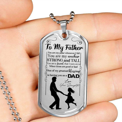 Dad Dog Tag Father’S Day Gift, Custom You Are My Anchor Dog Tag Military Chain Necklace Gift For Father Dog Tag Father's Day Rakva