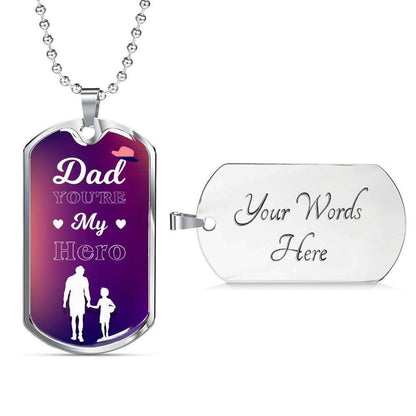 Dad Dog Tag Father’S Day Gift, Custom You Are My Hero Dog Tag Military Chain Necklace Gift For Dad Dog Tag Father's Day Rakva