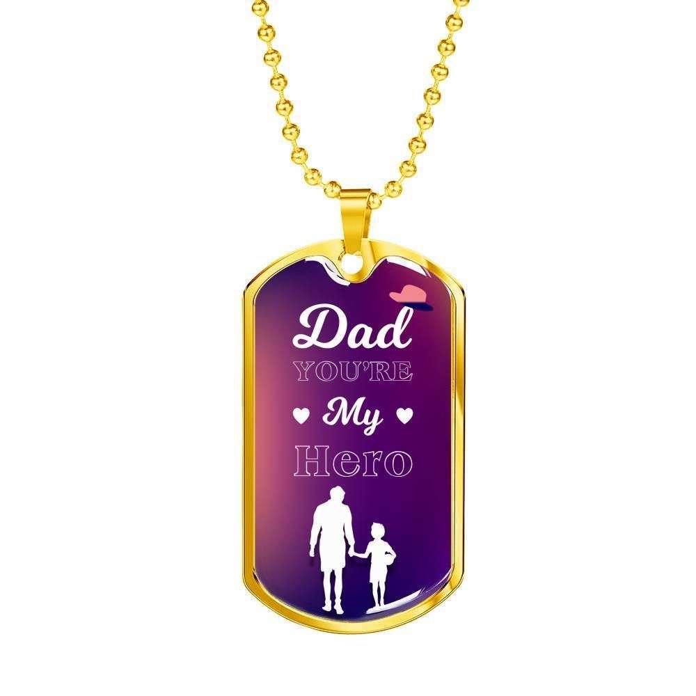 Dad Dog Tag Father’S Day Gift, Custom You Are My Hero Dog Tag Military Chain Necklace Gift For Dad Dog Tag Father's Day Rakva