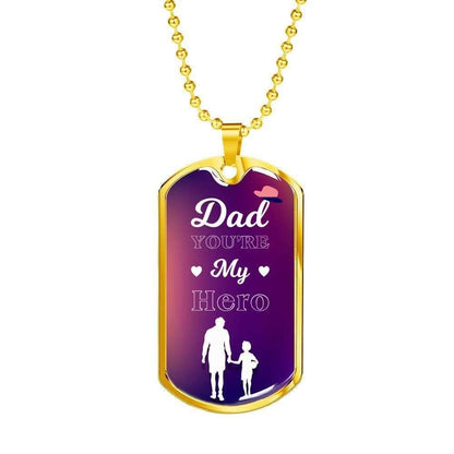 Dad Dog Tag Father’S Day Gift, Custom You Are My Hero Dog Tag Military Chain Necklace Gift For Dad Dog Tag Father's Day Rakva