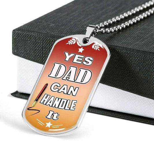 Dad Dog Tag Father’S Day Gift, Dad Can Handle It Dog Tag Military Chain Necklace Gift For Dad Dog Tag Father's Day Rakva