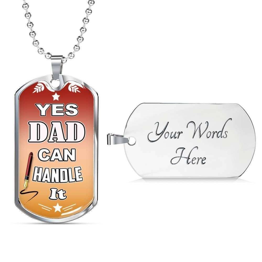 Dad Dog Tag Father’S Day Gift, Dad Can Handle It Dog Tag Military Chain Necklace Gift For Dad Dog Tag Father's Day Rakva