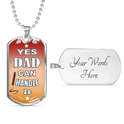 Dad Dog Tag Father’S Day Gift, Dad Can Handle It Dog Tag Military Chain Necklace Gift For Dad Dog Tag Father's Day Rakva