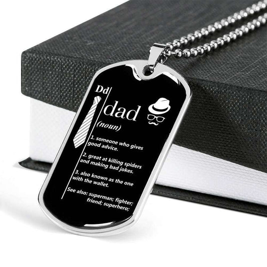 Dad Dog Tag Father’S Day Gift, Dad Definition Dog Tag Military Chain Necklace Gift For Dad Dog Tag Father's Day Rakva