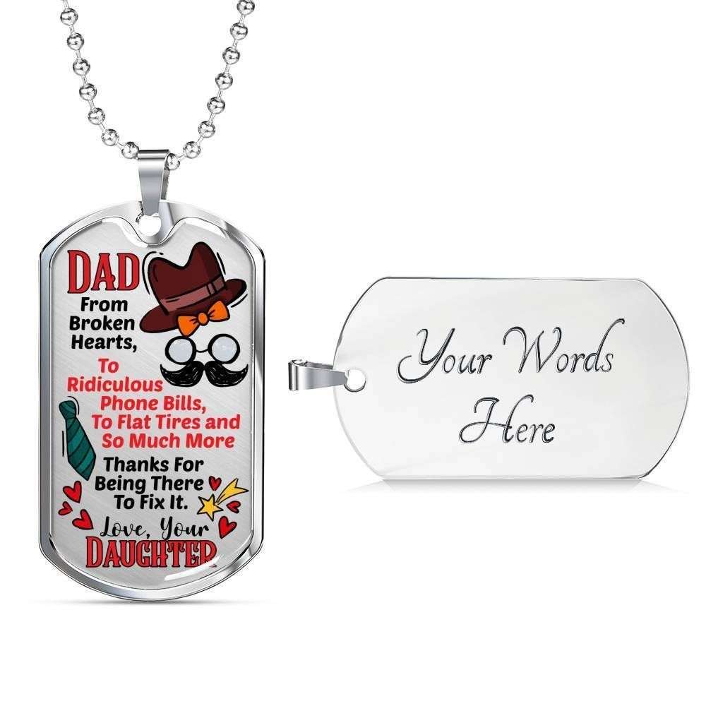 Dad Dog Tag Father’S Day Gift, Dad From Broken Hearts Dog Tag Military Chain Necklace For Dad Dog Tag Father's Day Rakva