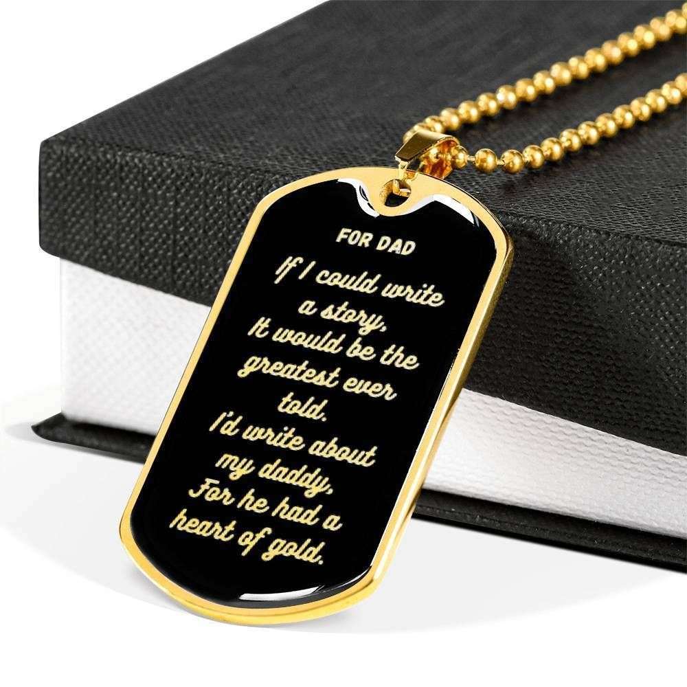 Dad Dog Tag Father’S Day Gift, Dad Had A Heart Of Gold Dog Tag Military Chain Necklace For Dad Dog Tag Father's Day Rakva