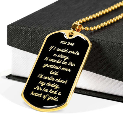 Dad Dog Tag Father’S Day Gift, Dad Had A Heart Of Gold Dog Tag Military Chain Necklace For Dad Dog Tag Father's Day Rakva