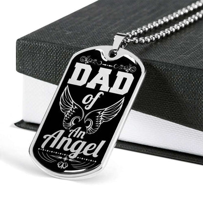 Dad Dog Tag Father’S Day Gift, Dad Of An Angel Dog Tag Military Chain Necklace Gift For Dad Dog Tag Father's Day Rakva