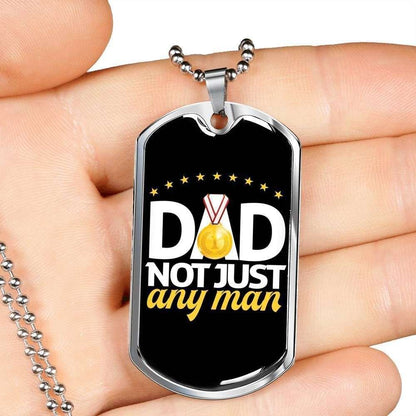 Dad Dog Tag Father’S Day Gift, Dog Tag Military Chain Necklace Gift For Dad Not Just Always A Man Dog Tag Father's Day Rakva
