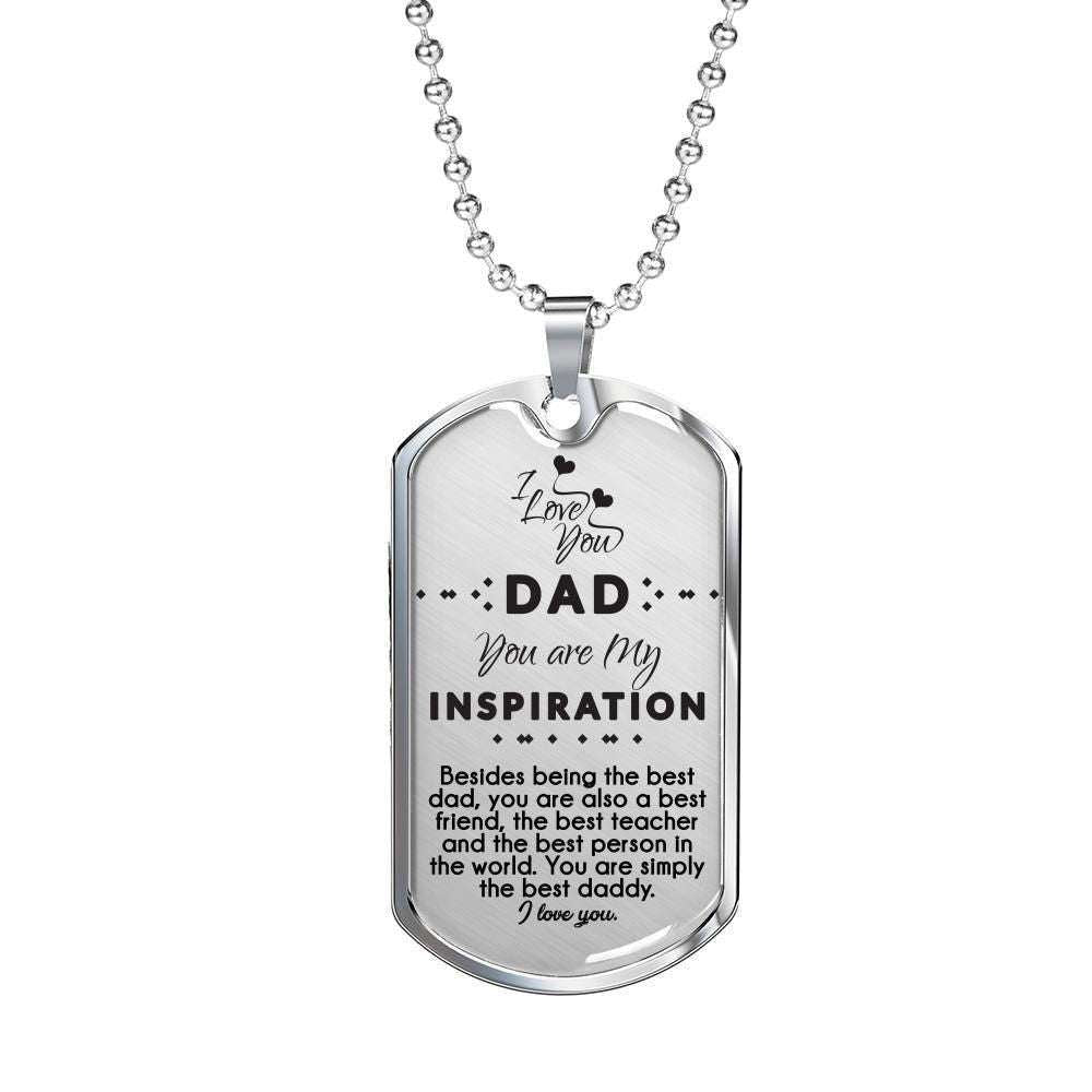 Dad Dog Tag Father’S Day Gift, Dog Tag Military Chain Necklace Gift For Dad You Are My Inspiration Dog Tag Father's Day Rakva