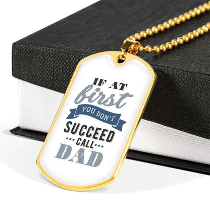 Dad Dog Tag Father’S Day Gift, Don’T Succeed Call Dad Dog Tag Military Chain Necklace Gift For Dad Dog Tag Father's Day Rakva