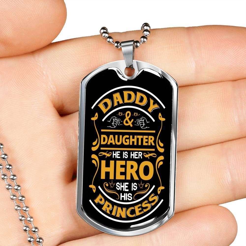 Dad Dog Tag Father’S Day Gift, Father And Daughter Hero Dog Tag Military Chain Necklace Gift For Dad Dog Tag Father's Day Rakva