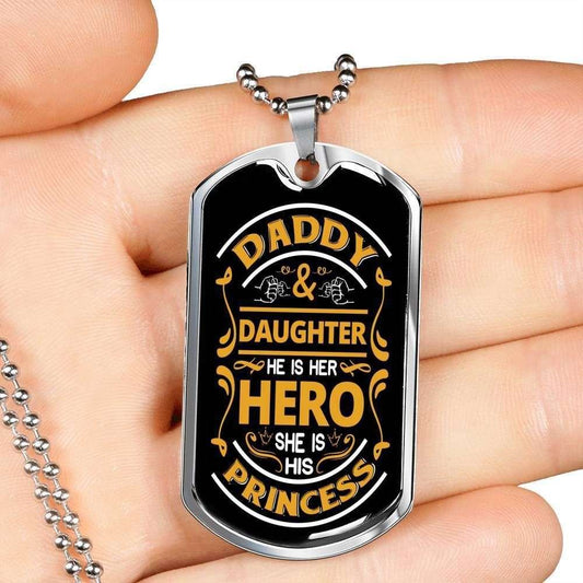 Dad Dog Tag Father’S Day Gift, Father And Daughter Hero Dog Tag Military Chain Necklace Gift For Dad Dog Tag Father's Day Rakva