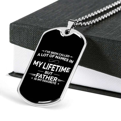 Dad Dog Tag Father’S Day Gift, Father Is My Favorite Dog Tag Military Chain Necklace For Dad Dog Tag Father's Day Rakva