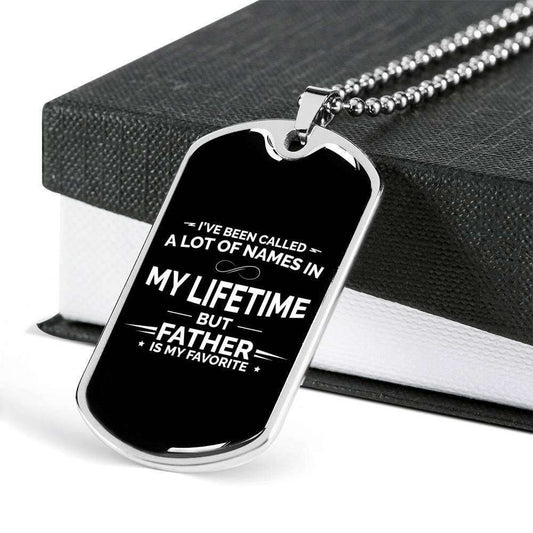 Dad Dog Tag Father’S Day Gift, Father Is My Favorite Dog Tag Military Chain Necklace For Dad Dog Tag Father's Day Rakva