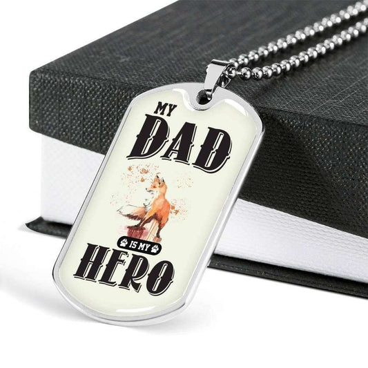 Dad Dog Tag Father’S Day Gift, Fox My Hero Dog Tag Military Chain Necklace For Dad Dog Tag Father's Day Rakva