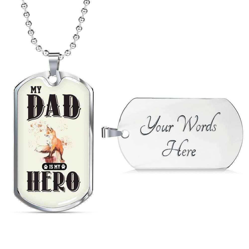 Dad Dog Tag Father’S Day Gift, Fox My Hero Dog Tag Military Chain Necklace For Dad Dog Tag Father's Day Rakva