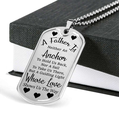 Dad Dog Tag Father’S Day Gift, Gift For Dad A Father Is Neither An Anchor Dog Tag Military Chain Necklace Father's Day Rakva