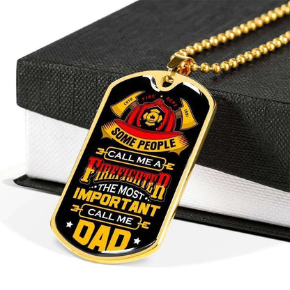 Dad Dog Tag Father’S Day Gift, Gift For Dad Dog Tag Military Chain Necklace Some People Call Me A Firefighter Dog Tag Father's Day Rakva
