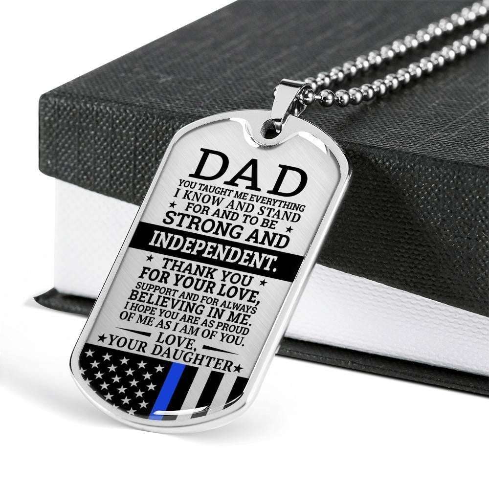 Dad Dog Tag Father’S Day Gift, Gift For Dad Dog Tag Military Chain Necklace Strong And Independent Dog Tag Father's Day Rakva