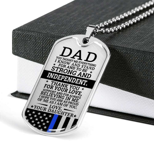 Dad Dog Tag Father’S Day Gift, Gift For Dad Dog Tag Military Chain Necklace Strong And Independent Dog Tag Father's Day Rakva