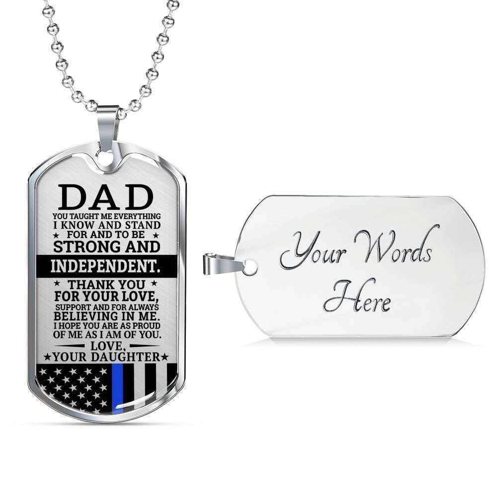 Dad Dog Tag Father’S Day Gift, Gift For Dad Dog Tag Military Chain Necklace Strong And Independent Dog Tag Father's Day Rakva
