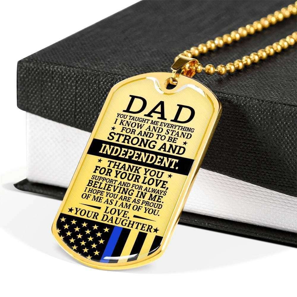 Dad Dog Tag Father’S Day Gift, Gift For Dad Dog Tag Military Chain Necklace Strong And Independent Dog Tag Father's Day Rakva