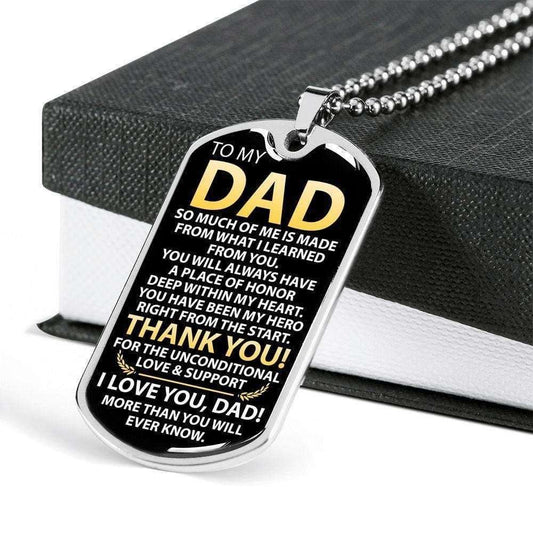 Dad Dog Tag Father’S Day Gift, Gift For Dad Dog Tag Military Chain Necklace Thank You For The Unconditional Love And Support Father's Day Rakva