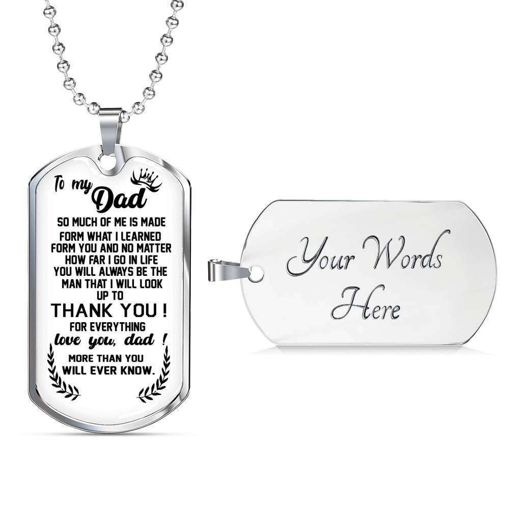 Dad Dog Tag Father’S Day Gift, Give You A Special Thanks Dog Tag Military Chain Necklace For Daddy Dog Tag Father's Day Rakva