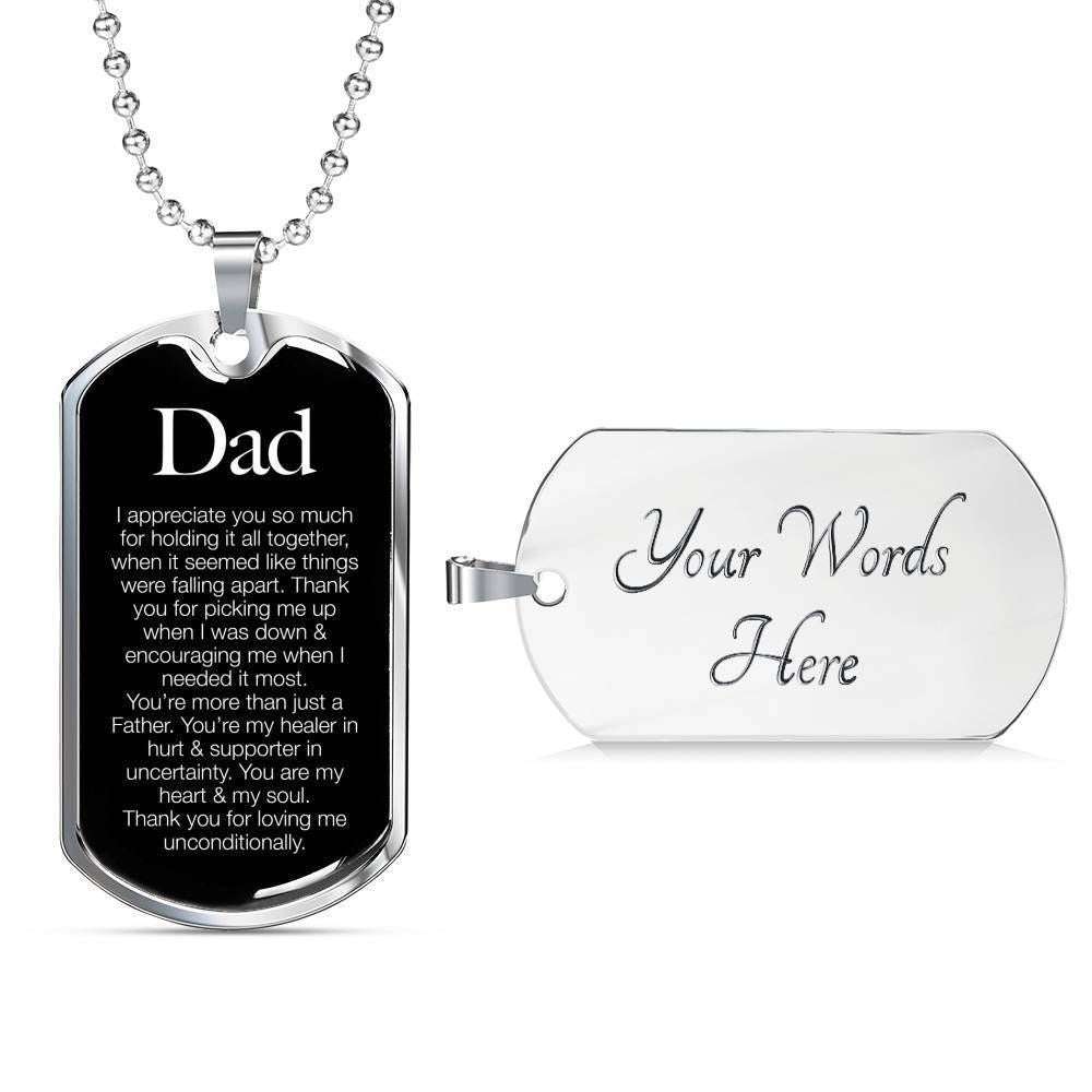 Dad Dog Tag Father’S Day Gift, I Appreciate You Dog Tag Military Chain Necklace For Dad Dog Tag Father's Day Rakva