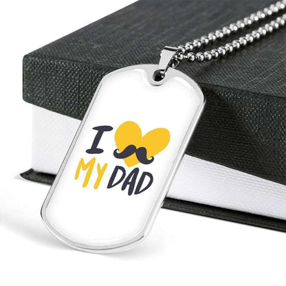 Dad Dog Tag Father’S Day Gift, I Love My Dad Forever Dog Tag Military Chain Necklace Gift For Dad Dog Tag Father's Day Rakva