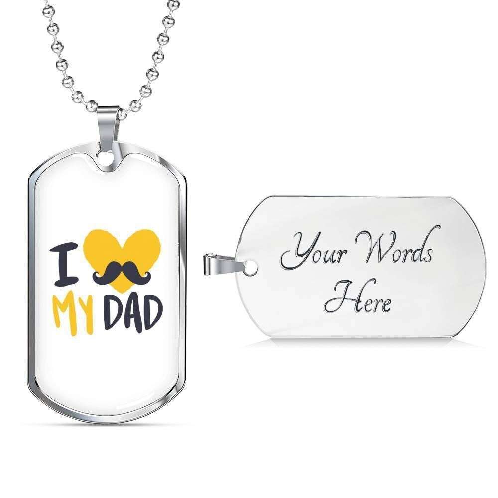 Dad Dog Tag Father’S Day Gift, I Love My Dad Forever Dog Tag Military Chain Necklace Gift For Dad Dog Tag Father's Day Rakva