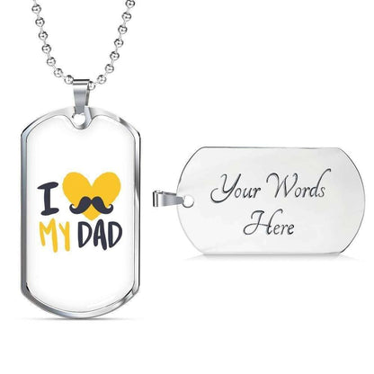 Dad Dog Tag Father’S Day Gift, I Love My Dad Forever Dog Tag Military Chain Necklace Gift For Dad Dog Tag Father's Day Rakva