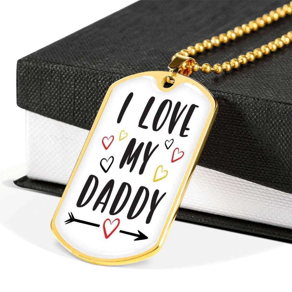Dad Dog Tag Father’S Day Gift, I Love My Daddy Cute Dog Tag Military Chain Necklace For Dad Dog Tag Father's Day Rakva