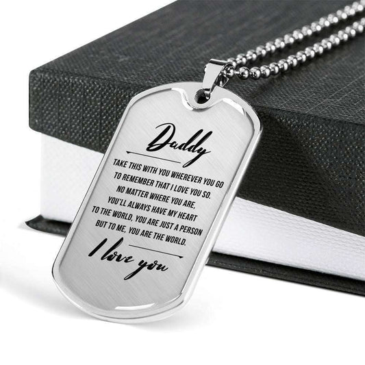Dad Dog Tag Father’S Day Gift, I Love You Dog Tag Military Chain Necklace Gift For Dad Dog Tag Father's Day Rakva