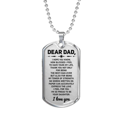 Dad Dog Tag Father’S Day Gift, I’M So Proud To Be Your Daughter Dog Tag Military Chain Necklace For Dad Father's Day Rakva